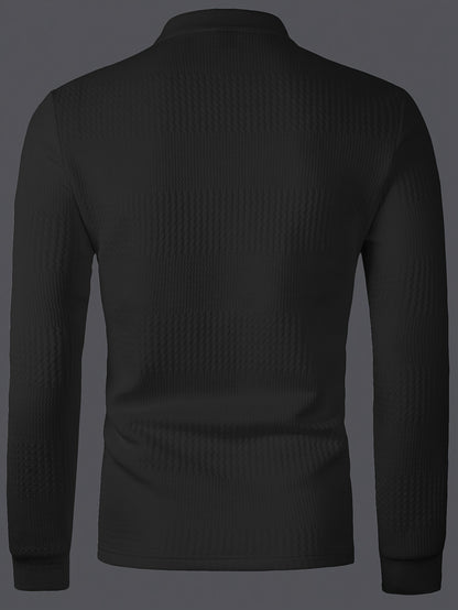 Men’s Summer Jacquard Lapel Shirt – Slim Fit Short Sleeve Polo