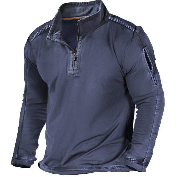 Suéter de manga larga para hombre – Jersey con bolsillo de cremallera