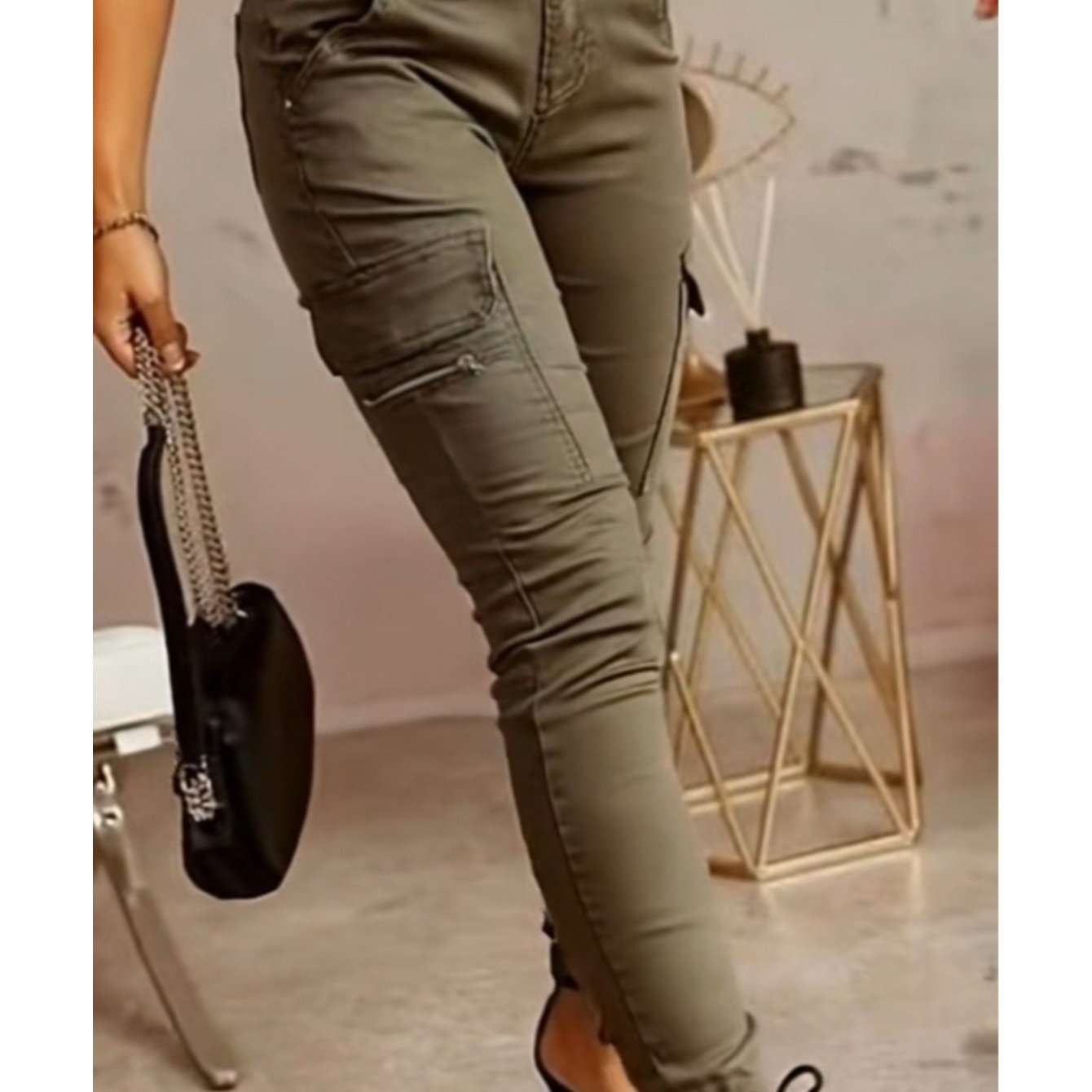 Jean Jogger Cargo Skinny Femme – Pantalon Slim Stretch Utilitaires