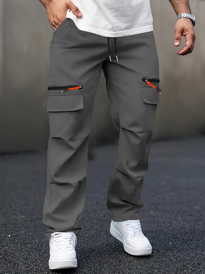Men’s Cargo Pants – Loose Straight-Leg Multi-Pocket Street Trousers