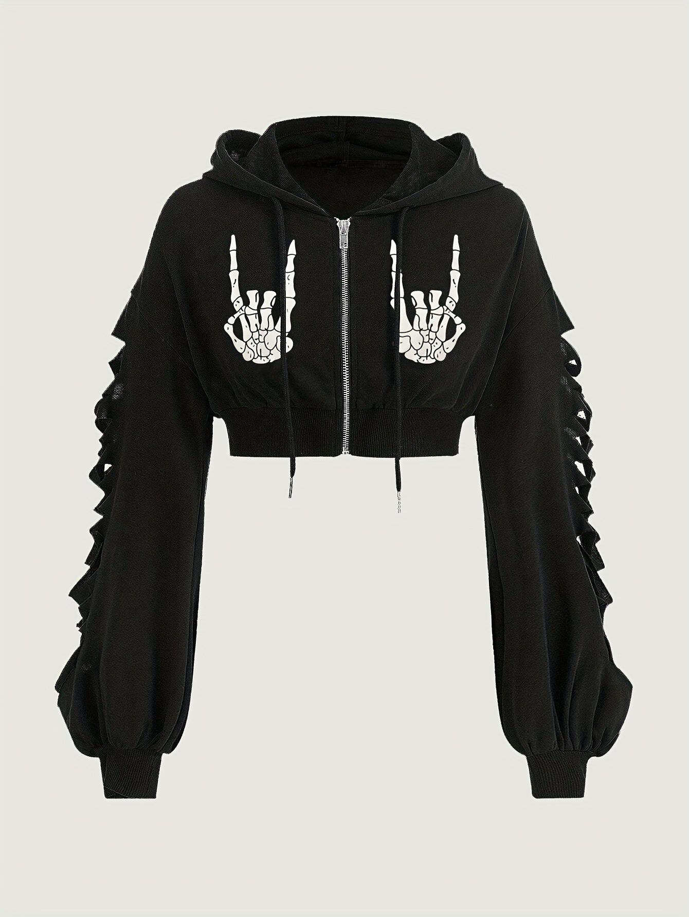 Skull Hoodie – Women's Street Style Ripped Pullover