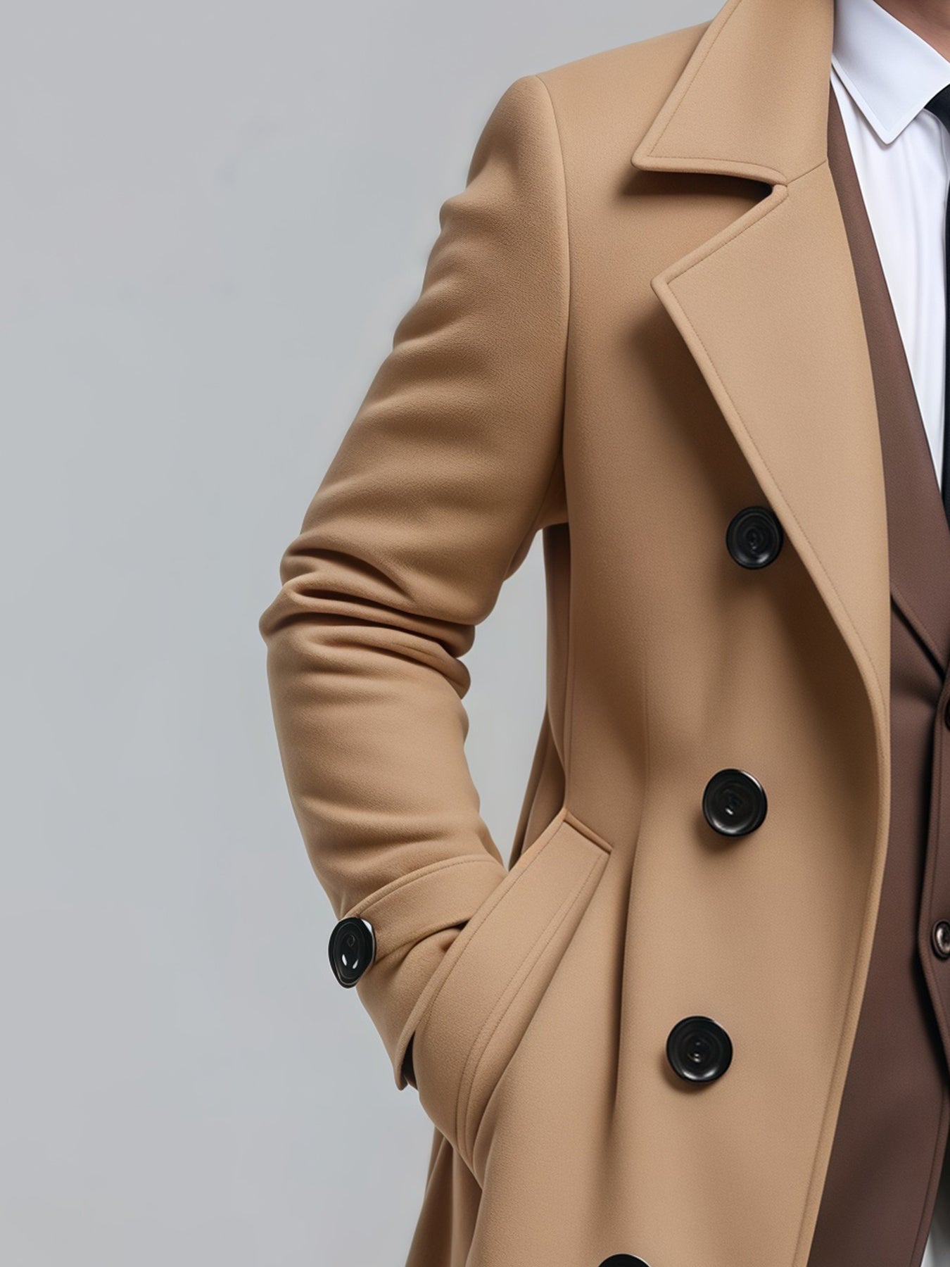 Veste mi-longue 3-en-1 pour homme – Manteau croisé