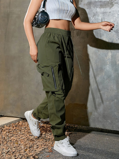 Pantalon cargo à cordon de serrage pour femme – Coupe décontractée style urbain, multipoches