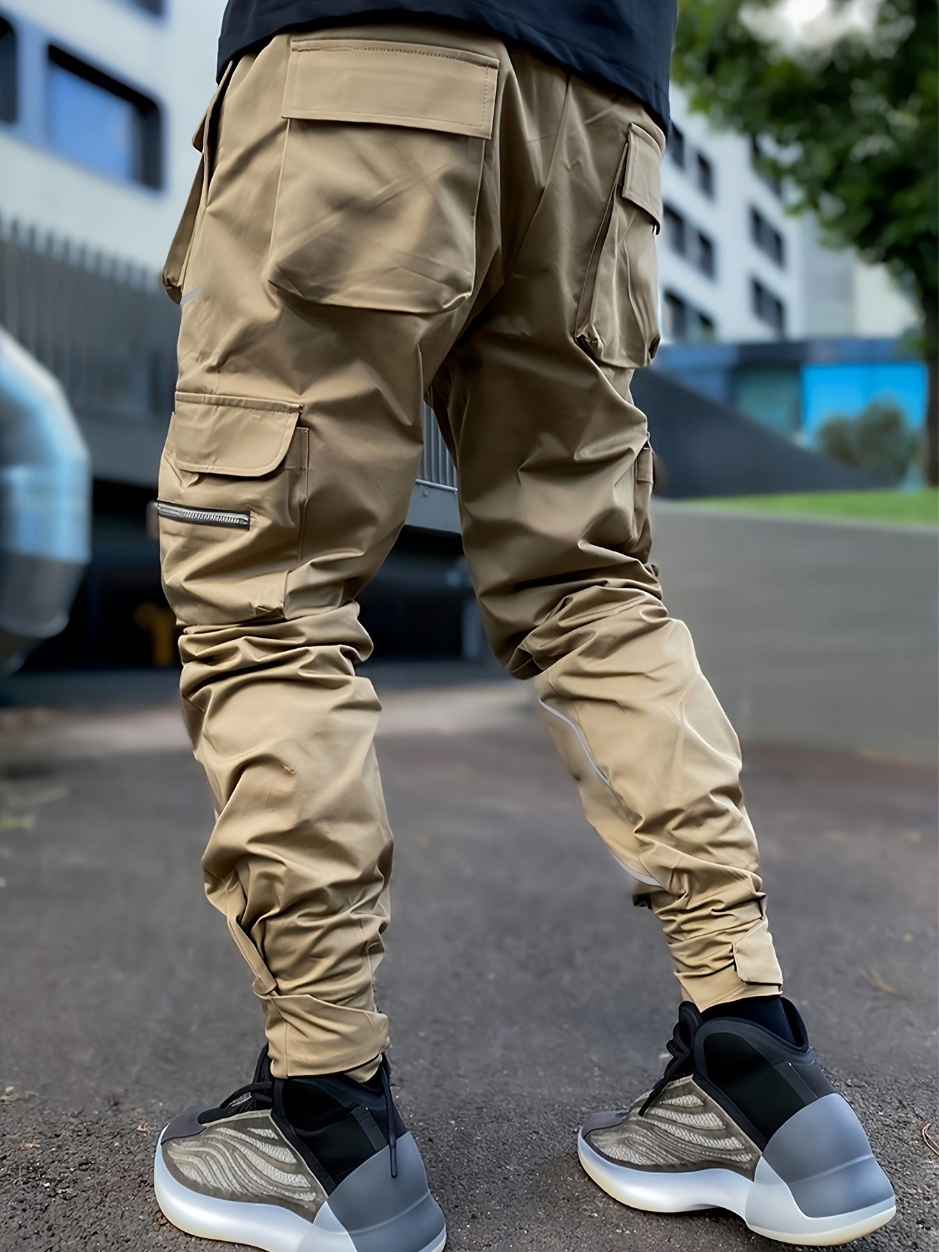 Men’s Reflective Cargo Pants – Loose-Fit Multi-Pocket Sports Trousers