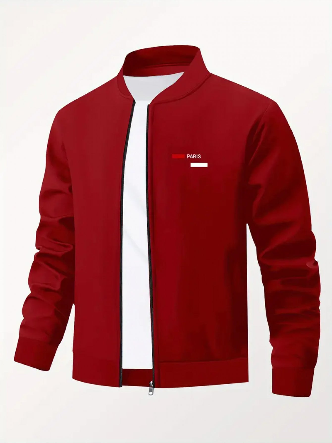 Veste imprimée à col baseball pour homme – Manteau de travail zippé style streetwear décontracté