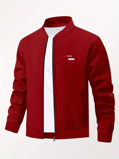 Veste imprimée à col baseball pour homme – Manteau de travail zippé style streetwear décontracté