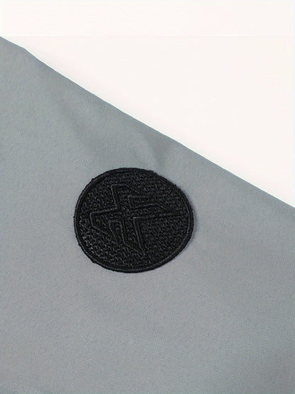 Men’s Letter Embroidered Bomber Jacket – Sporty Casual Streetwear