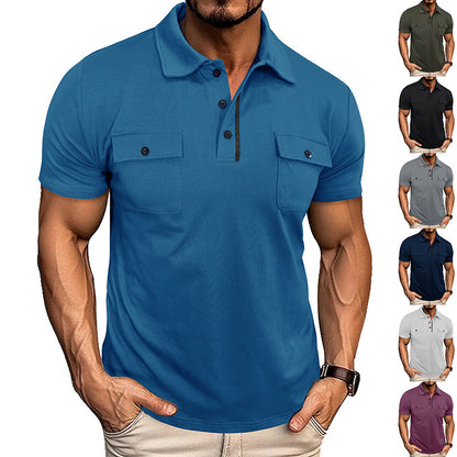 Loom & Soul™ Men’s Summer Polo Shirt – Short Sleeve Lapel Top with Chest Pocket