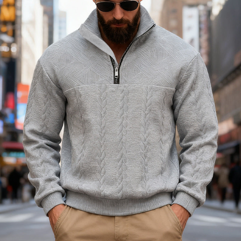Sudadera con capucha y cremallera para hombre – Sudadera informal de corte holgado con cuello alto