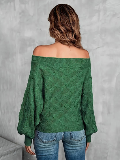 Women’s Off-Shoulder Batwing Sweater – Relaxed All-Season Knit