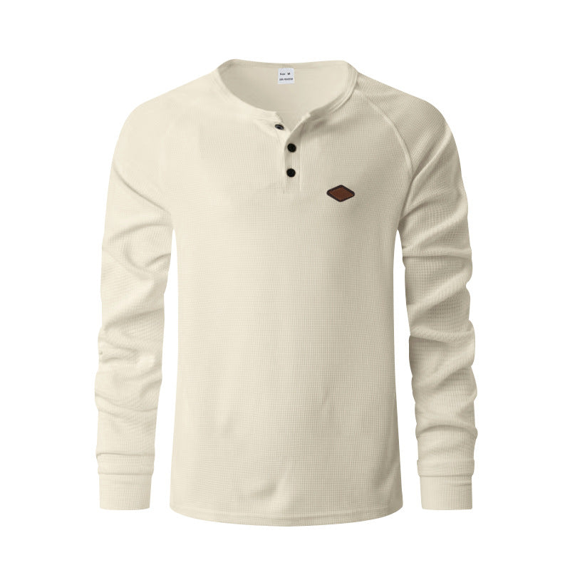 Henley gofre de manga larga para hombre – Secado rápido ajuste holgado ranglán