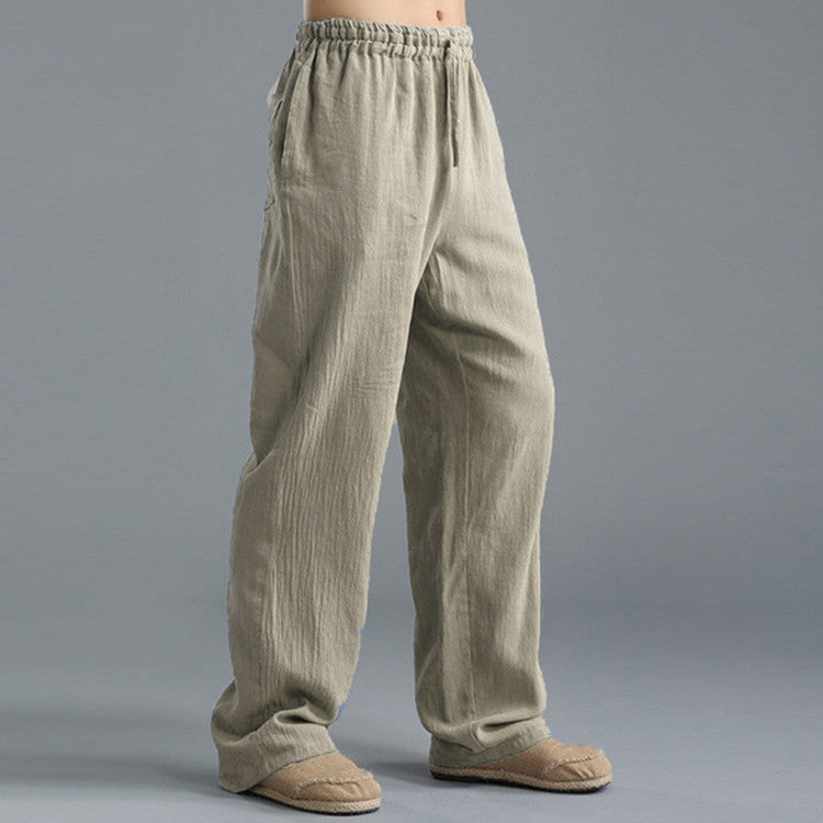 Pantalon en lin respirant pour homme – Pantalon de sport décontracté coupe ample