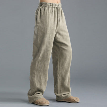 Pantalon en lin respirant pour homme – Pantalon de sport décontracté coupe ample