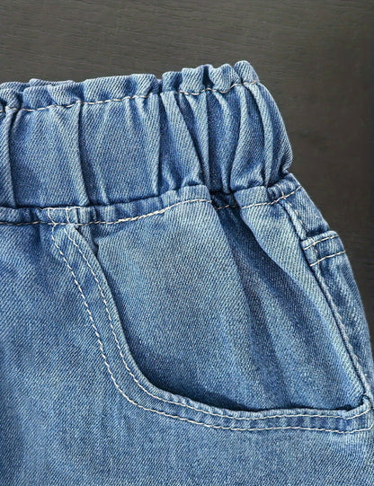 Women’s High-Waist Wide-Leg Jeans – 2025 Stretch Drawstring Denim