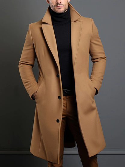 Manteau Classique à Revers pour Homme – Veste d'Hiver à Simple Boutonnage