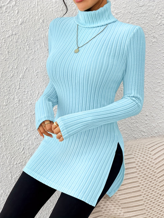 Women’s Elegant Turtleneck Top – Soft Long Sleeve High-Neck Knit