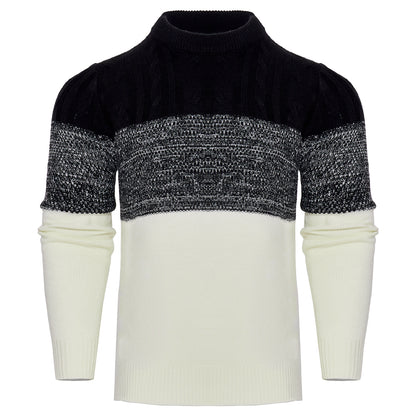 Suéter de punto trenzado a bloques de color para hombre – Jersey de manga larga