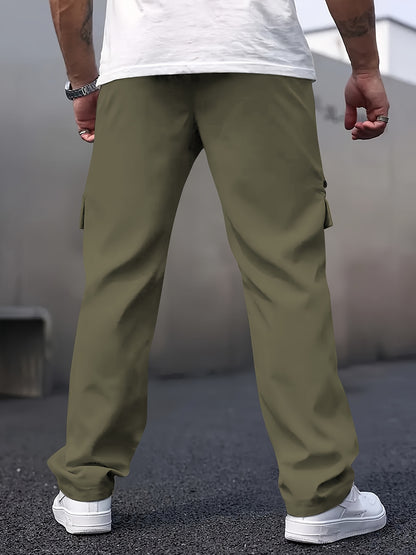 Men’s Cargo Pants – Loose Straight-Leg Multi-Pocket Street Trousers