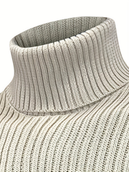 Suéter de cuello alto trenzado vintage para hombre – Jersey de punto clásico