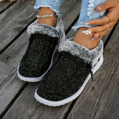 Women’s Slip-On Loafers – Warm Non-Slip Casual Winter Shoes with EVA Sole