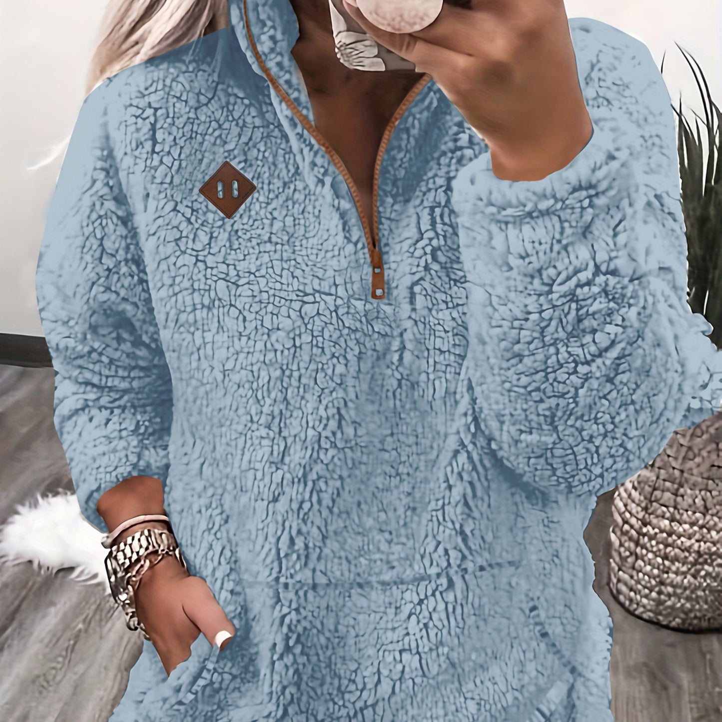 Cozy Fleece-Lined Zip-Up Hoodie – Soft Women’s Casual Sweatshirt