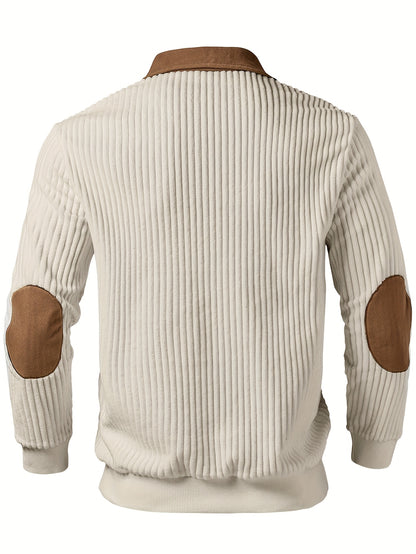 Men’s Full-Zip Winter Sweater – Thick Knit Stand Collar Pullover