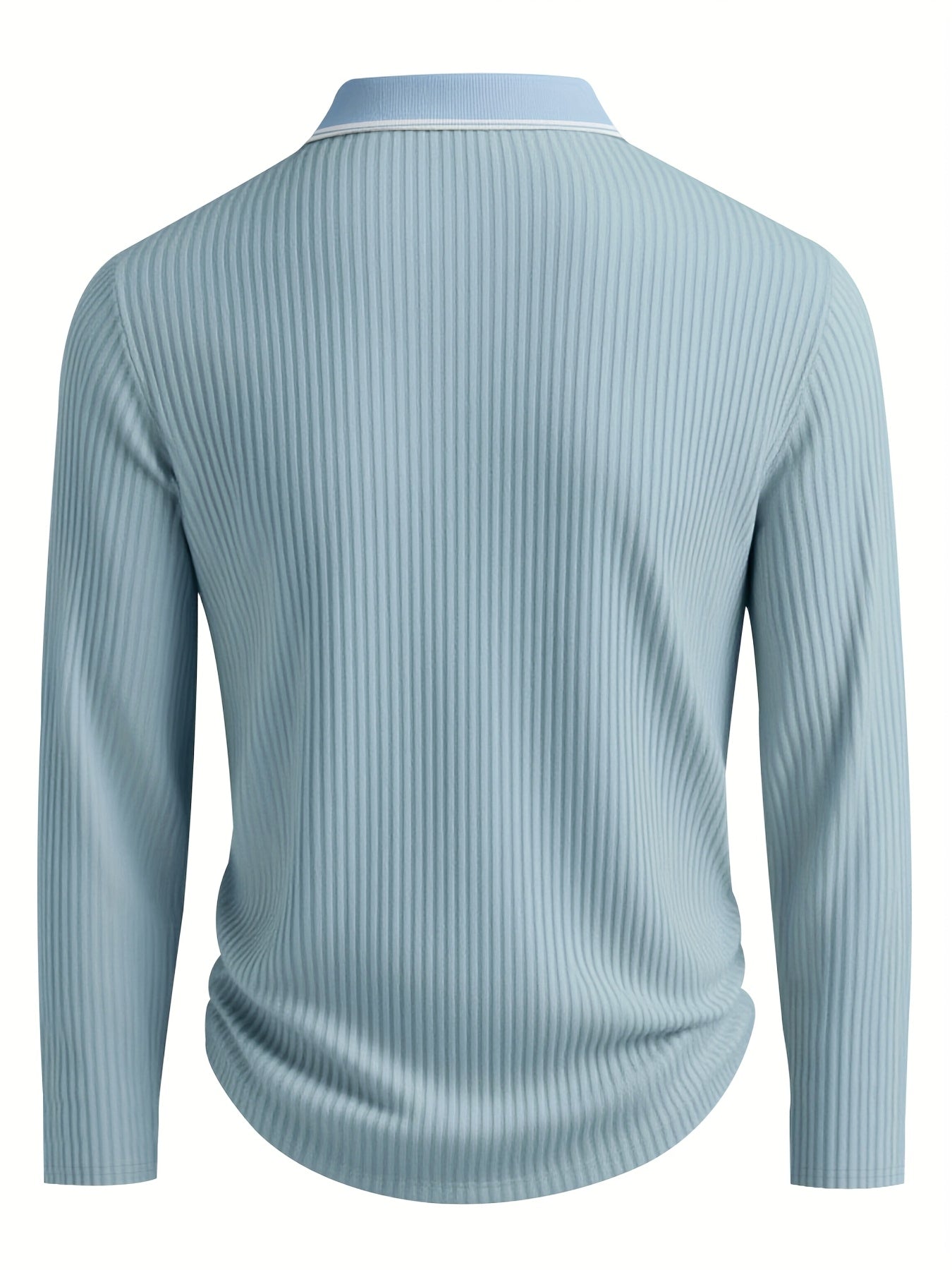 Men’s Stripe Polo Shirt – Relaxed Fit Long Sleeve Casual Top
