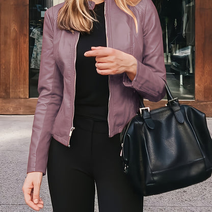 Blouson motard en similicuir – Coupe ajustée, style motard zippé