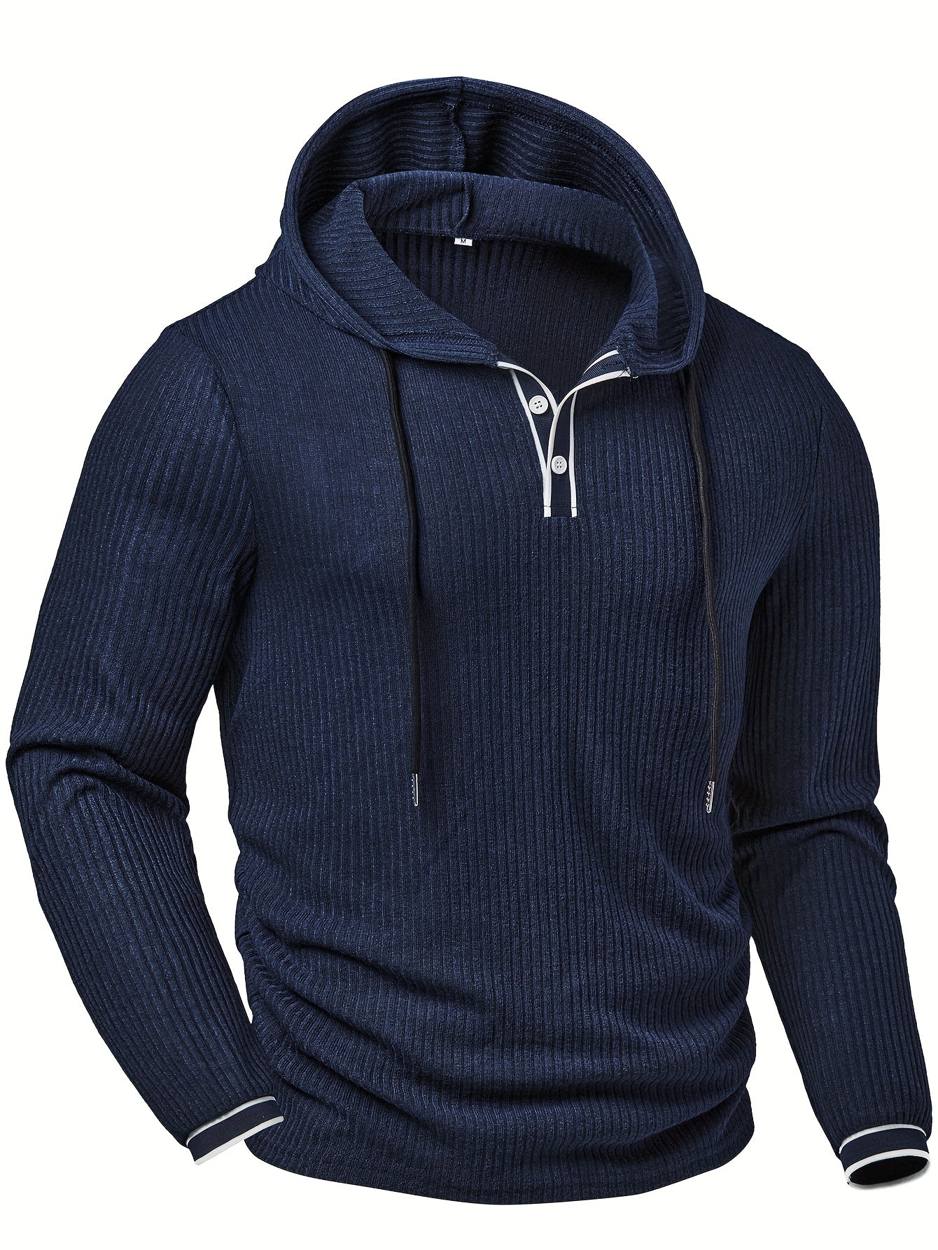 Haut à capuche Henley color block pour homme – Pull décontracté à boutons