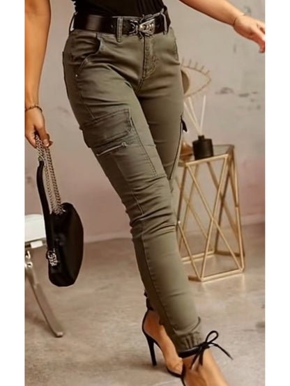 Jean Jogger Cargo Skinny Femme – Pantalon Slim Stretch Utilitaires