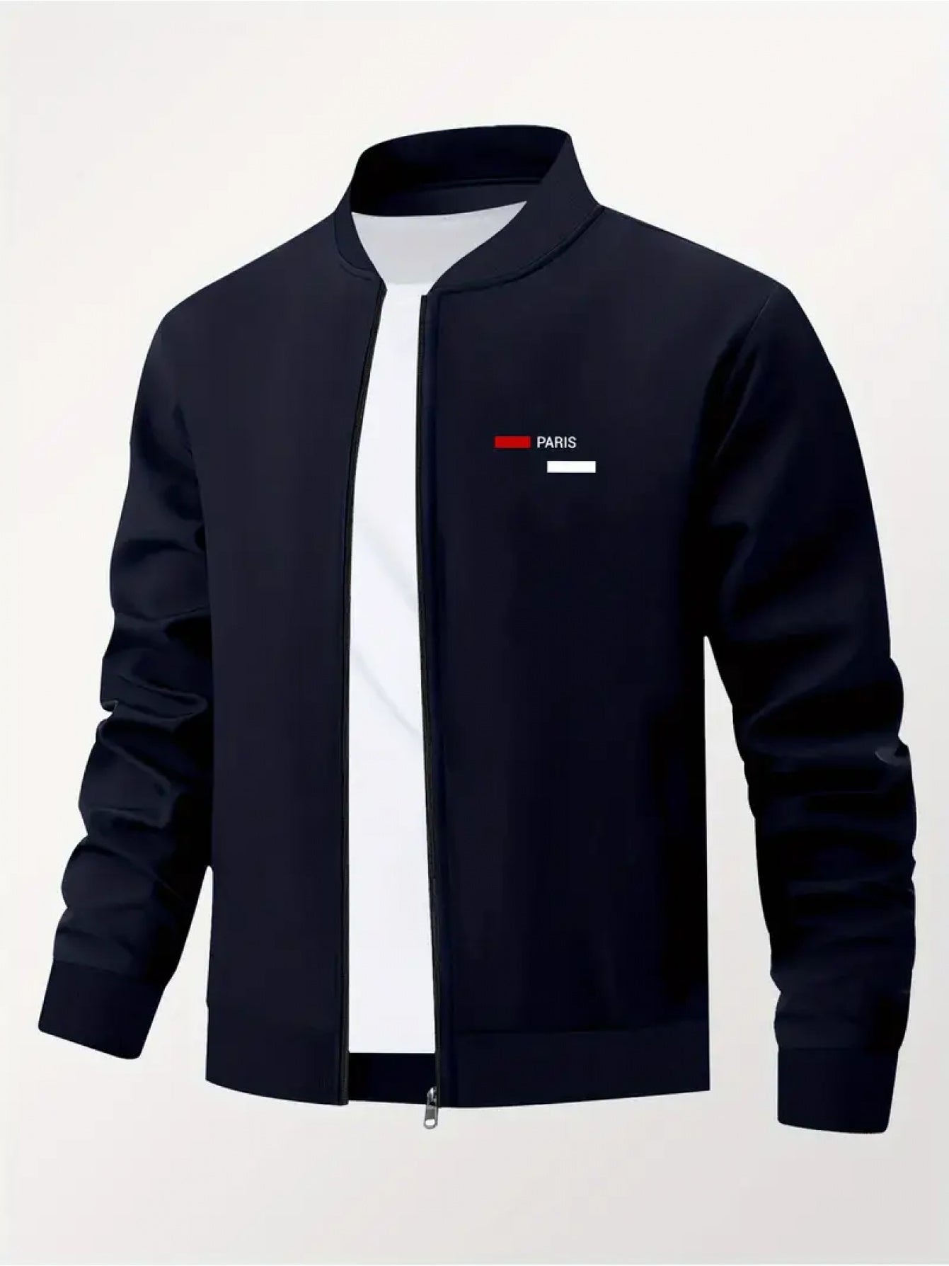 Veste imprimée à col baseball pour homme – Manteau de travail zippé style streetwear décontracté