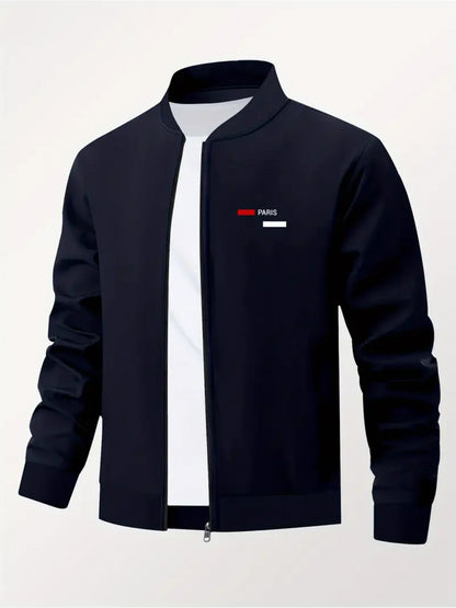 Veste imprimée à col baseball pour homme – Manteau de travail zippé style streetwear décontracté