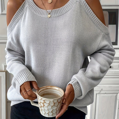 Women’s Elegant Crew Neck Pullover – Soft Knit Fall/Winter Sweater