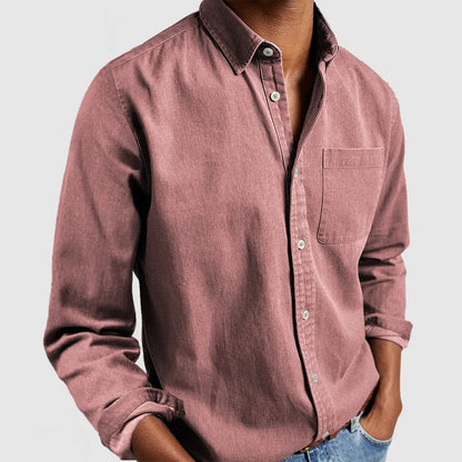 Chemise boutonnée à manches longues pour homme – Cardigan décontracté en mélange de coton