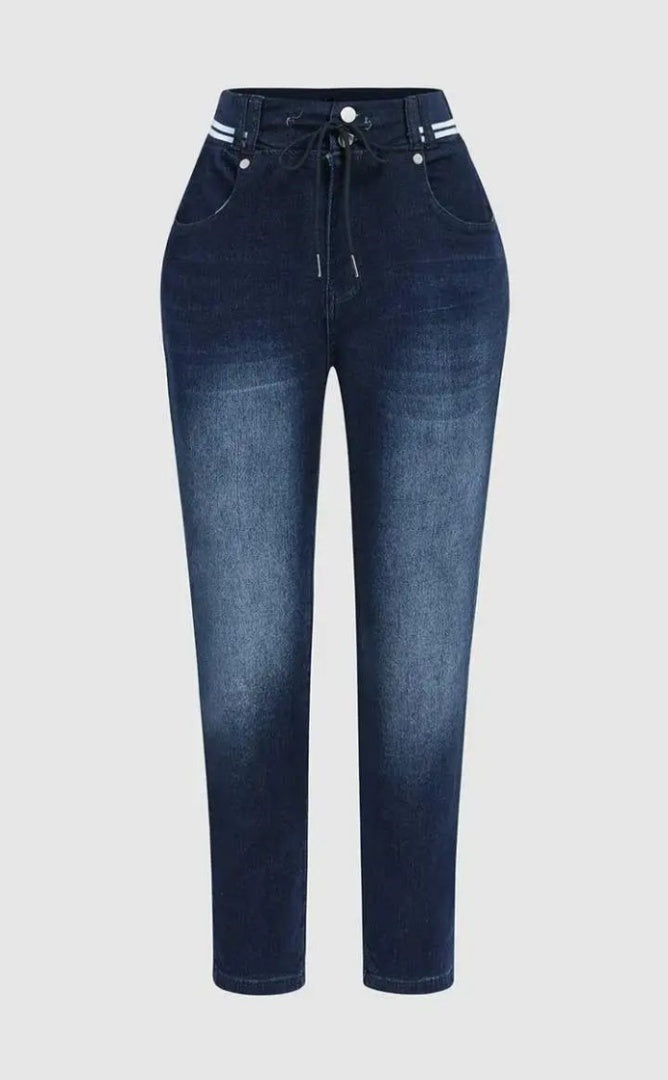 Vaqueros súper ajustados deportivos para mujer – Jeggings de talle alto con cordón ajustables