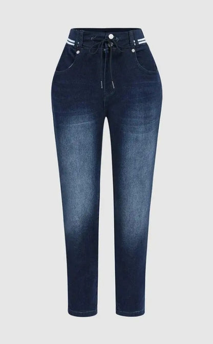 Vaqueros súper ajustados deportivos para mujer – Jeggings de talle alto con cordón ajustables