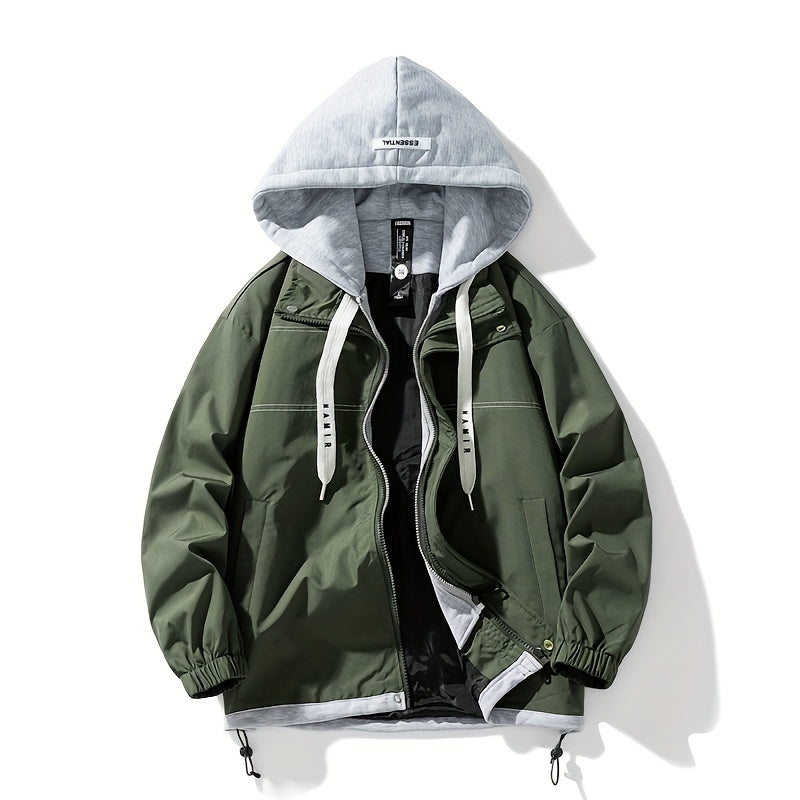 Loom & Soul Men’s Color Block Zip Jacket – Lightweight Hooded Windbreaker