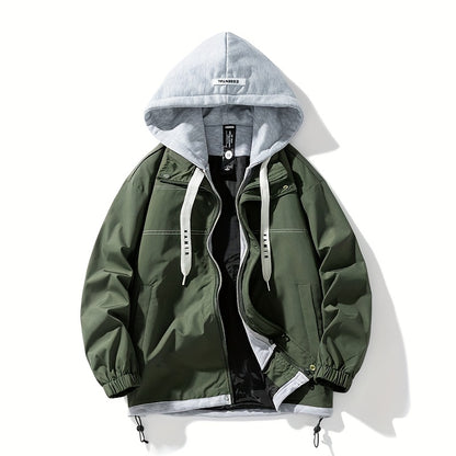 Loom & Soul Men’s Color Block Zip Jacket – Lightweight Hooded Windbreaker