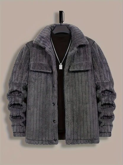 Veste Boutonnée en Flanelle pour Homme – Manteau Décontracté d'Hiver à Revers