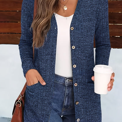 Women’s Elegant V-Neck Cardigan – Cozy Button-Up Fall Sweater