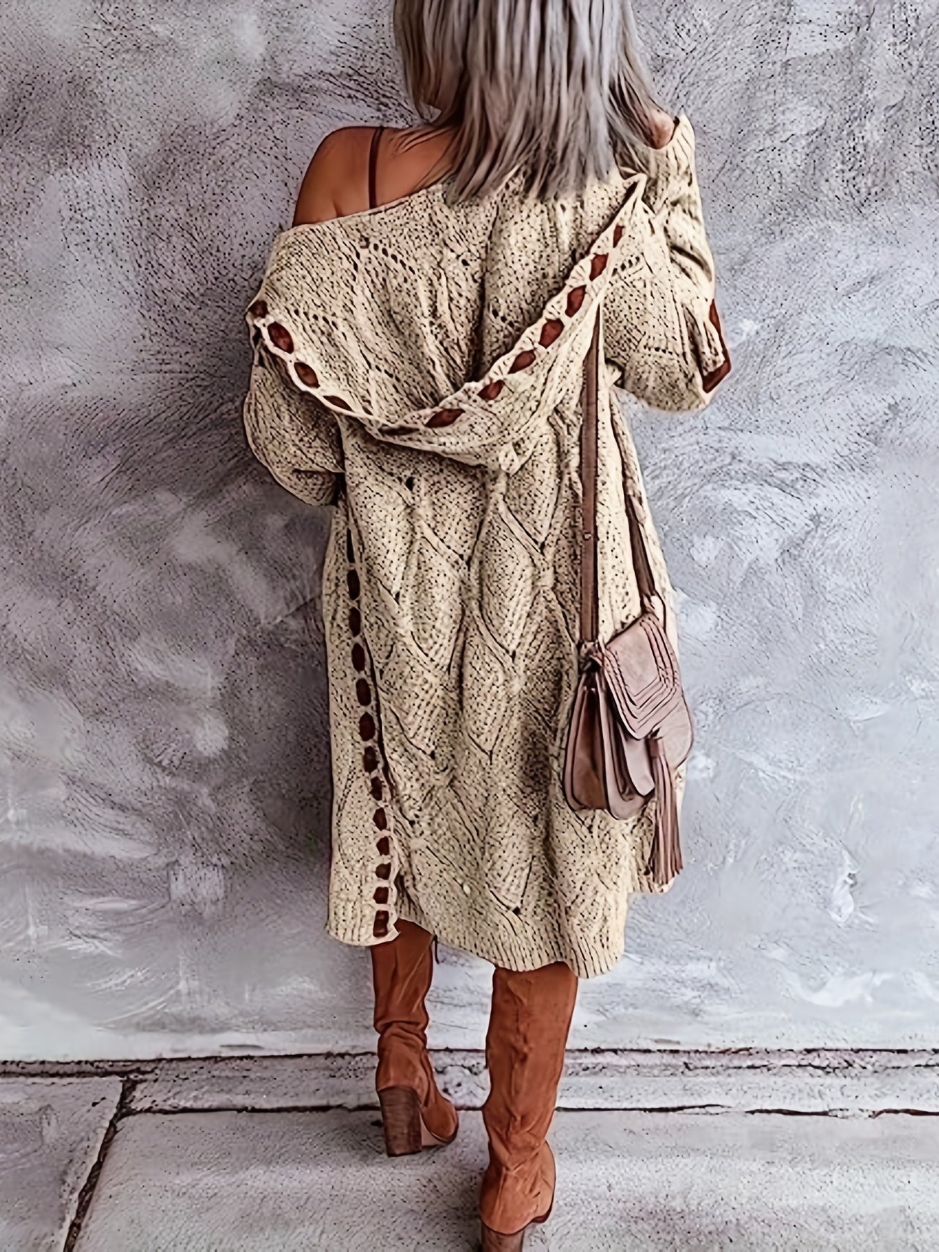 Vintage Open-Front Cardigan – Soft Knit Button Sweater for Fall/Winter