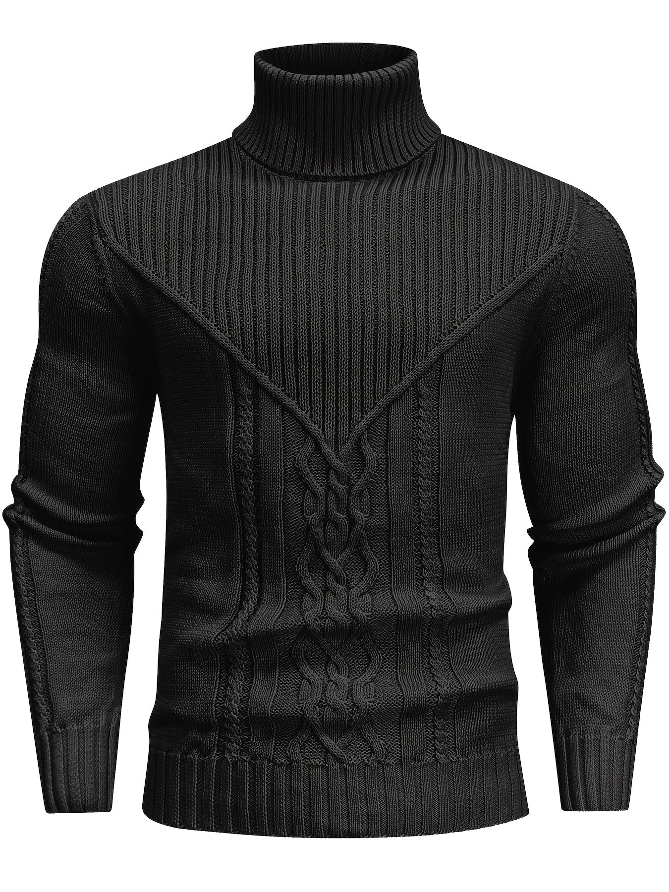 Suéter de cuello alto trenzado vintage para hombre – Jersey de punto clásico