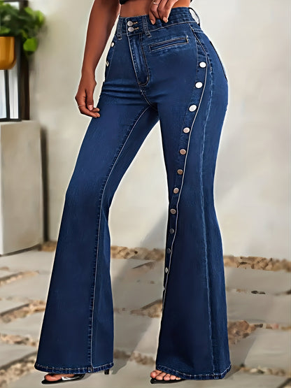 Vaqueros vintage acampanados Sculpt – Vaqueros de talle alto con detalle de botones