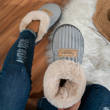 Pantuflas de Mujer con Suela Gruesa – Comodidad Cálida de Invierno para Interiores