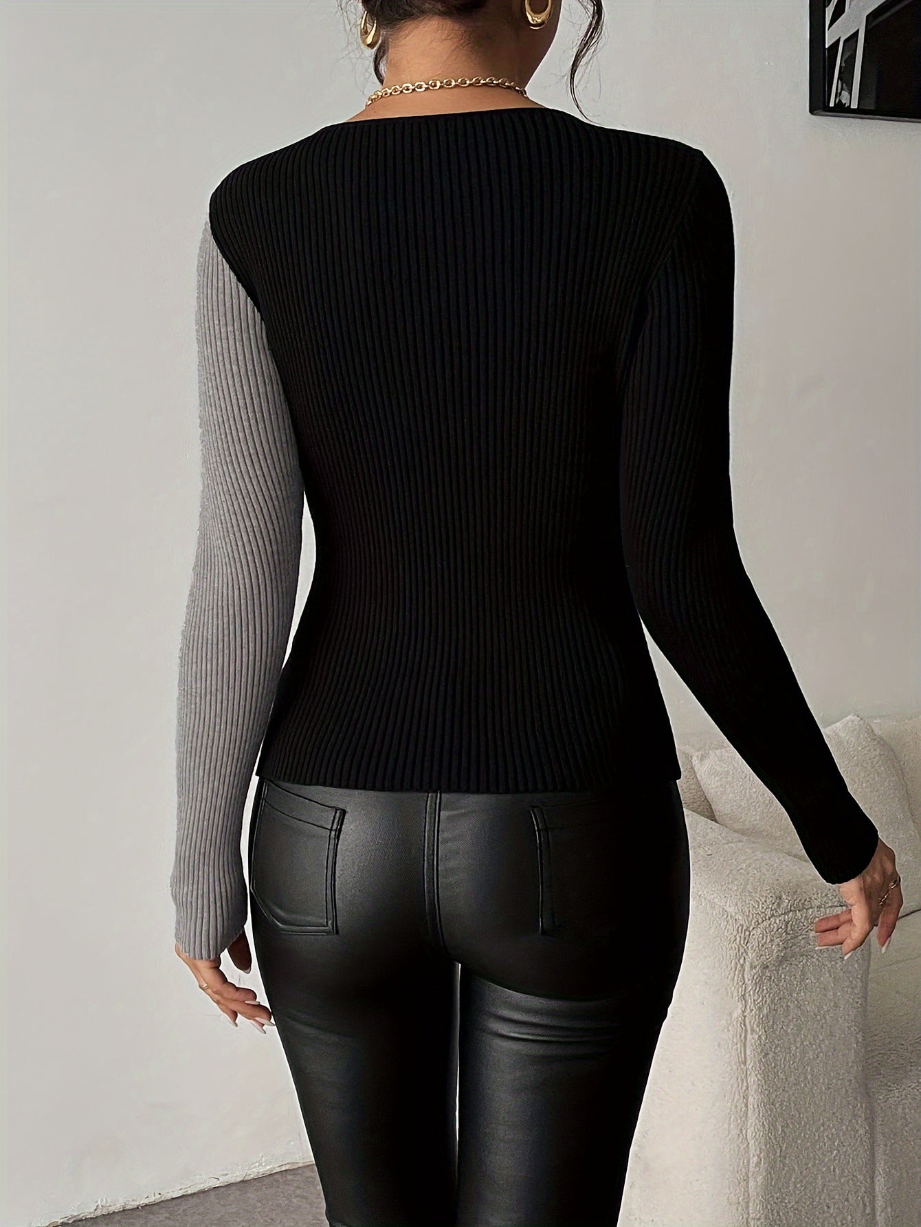 Women’s Olive Green Sweater Jacket – Slim-Fit V-Neck Knit Blazer