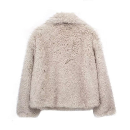 Loom & Soul™ Fluffy Lapel Plush Coat – Women’s Warm Winter Jacket for Effortless Chic Comfort