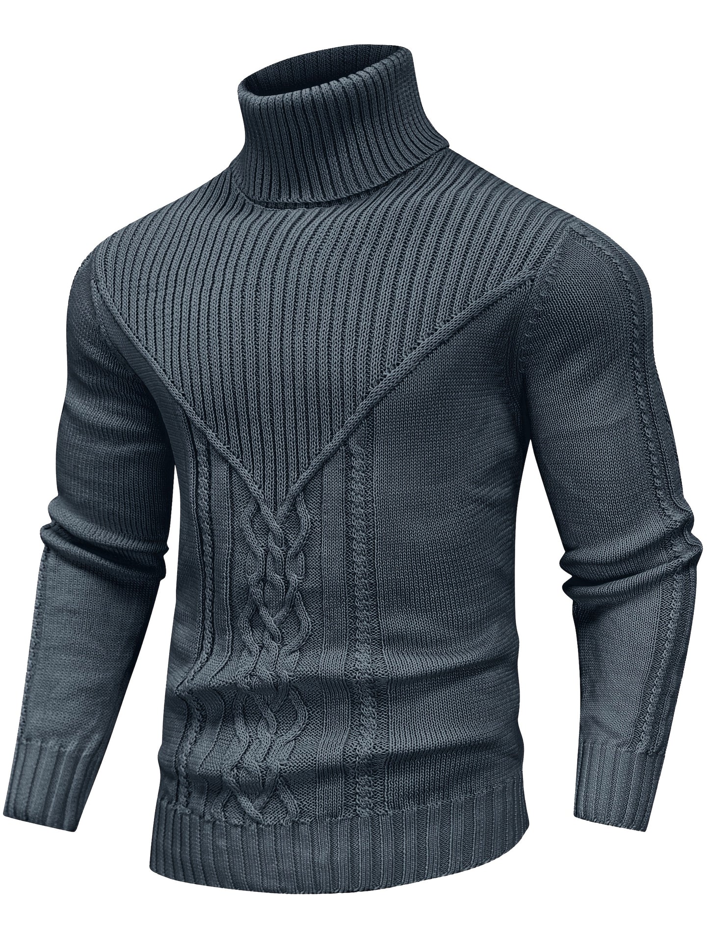 Suéter de cuello alto trenzado vintage para hombre – Jersey de punto clásico