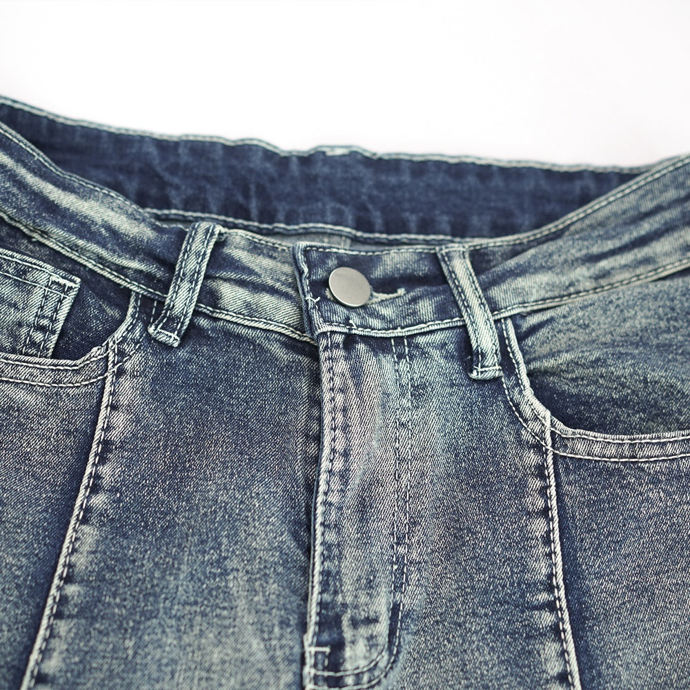 Jeans acampanados de tiro alto para mujer con diseño de estrella – Campana que realza las curvas