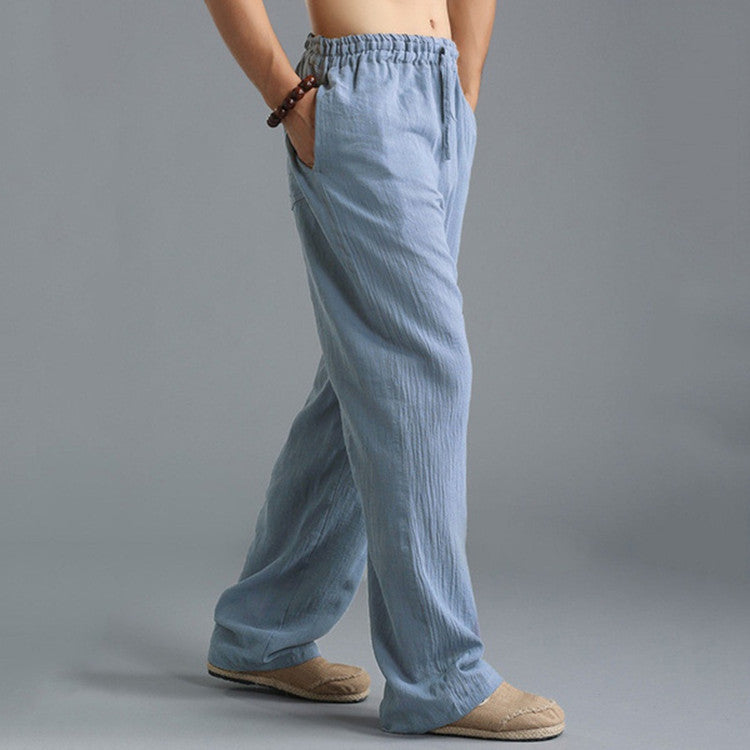 Pantalon en lin respirant pour homme – Pantalon de sport décontracté coupe ample