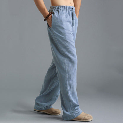 Pantalon en lin respirant pour homme – Pantalon de sport décontracté coupe ample